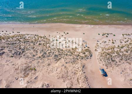 Panoramablick auf den Yyteri-Strand in Finnland. Stockfoto