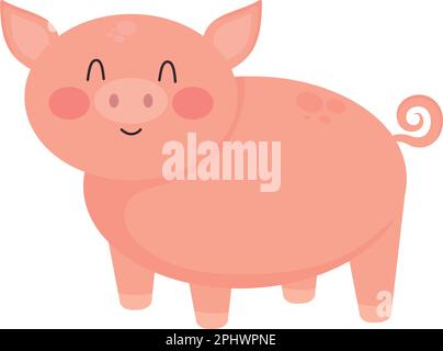 Fröhliches Ferkel auf dem Bauernhof Stock Vektor