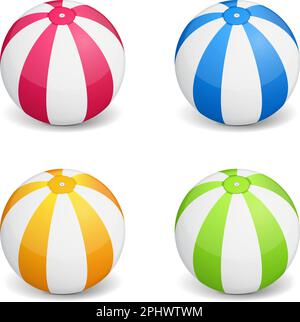Farbige Strandbälle auf weißem Hintergrund, Vektor EPS10-Darstellung Stock Vektor