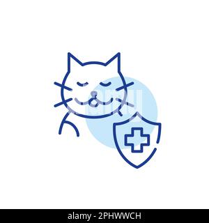 Katzenversicherung. Tiergesundheitsplan. Pixelgenaue, bearbeitbare Konturlinie Stock Vektor