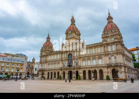 stadtrat auf dem Platz Praza de Maria Pita in Einem Coruna, Spanien. Stockfoto