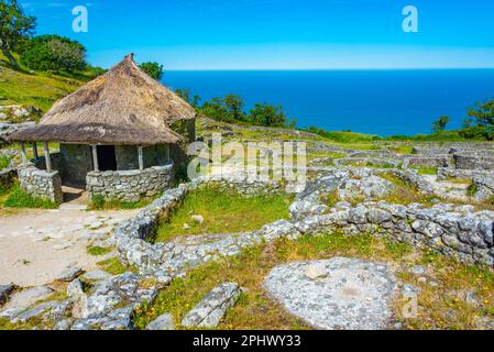 Alte keltische Stätte Castro de Santa Trega in der Nähe Einer Guarda in Spanien. Stockfoto