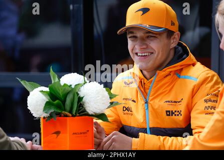 Melbourne, Australie. 30. März 2023. NORRIS Lando (gbr), McLaren F1 Team MCL60, Portrait während der Formel 1 des australischen Grand Prix 2023, 3. Runde der Formel-1-Weltmeisterschaft 2023 vom 31. März bis 2. April 2023 auf dem Albert Park Circuit in Melbourne, Australien – Foto DPPI Credit: DPPI Media/Alamy Live News Stockfoto