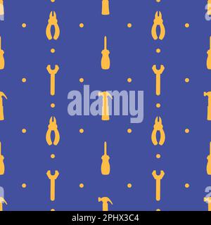 „Happy Labor Day“ (alles gute zum Tag der Arbeit) – Illustration des nahtlosen Musters mit verschiedenen Berufen in der handgezeichneten Vorlage Stock Vektor