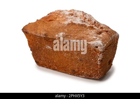 Ein Cupcake mit Rosinen auf weißem Hintergrund. Muffin. Stockfoto