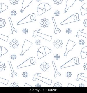 „Happy Labor Day“ (alles gute zum Tag der Arbeit) – Illustration des nahtlosen Musters mit verschiedenen Berufen in der handgezeichneten Vorlage Stock Vektor