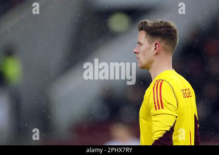 KÖLN-Deutschland Torwart Marc-Andre ter Stegen während des Freundschaftsspiels zwischen Deutschland und Belgien im Rheinenergie-Stadion am 28. März 2023 in Köln. AP | Niederländische Höhe | BART STOUTJESDYK Stockfoto