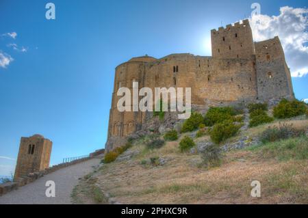 Blick auf das Schloss Loarre in Spanien. Stockfoto