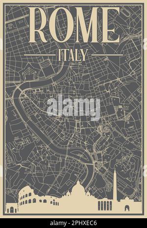 Poster des Straßennetzes über die Innenstadt VON ROM, ITALIEN Stock Vektor