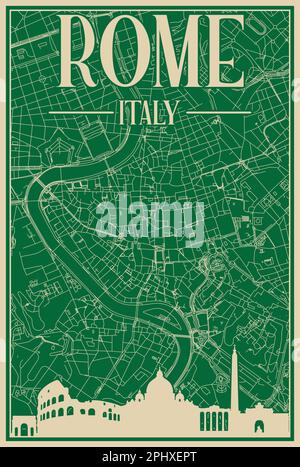Poster des Straßennetzes über die Innenstadt VON ROM, ITALIEN Stock Vektor