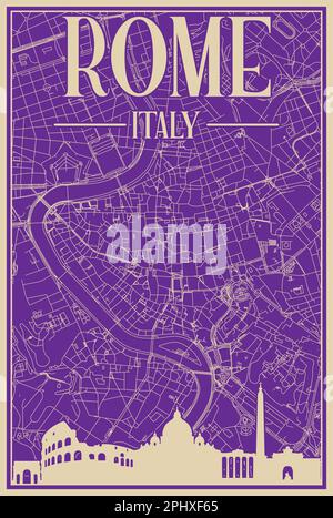 Poster des Straßennetzes über die Innenstadt VON ROM, ITALIEN Stock Vektor