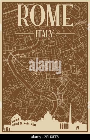 Poster des Straßennetzes über die Innenstadt VON ROM, ITALIEN Stock Vektor