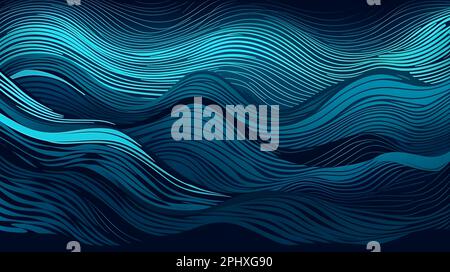 Blauer abstrakter Hintergrund mit Wellenlinien. Vektordarstellung für Ihr Design Stockfoto