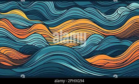 Abstrakter Hintergrund mit Wellenlinien. Vektordarstellung. EPS 10. Stockfoto