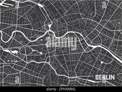 Minimalistisches Berliner Stadtplan-Poster-Design. Stock Vektor