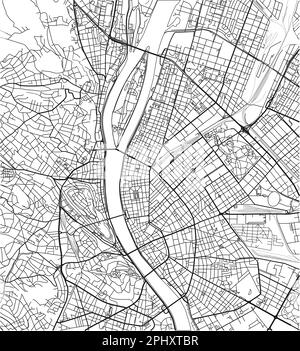 Schwarzweißer Vektor-Stadtplan von Budapest mit gut organisierten getrennten Schichten. Stock Vektor