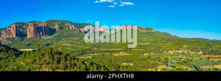 mallos de riglos-Klippen in Spanien. Stockfoto