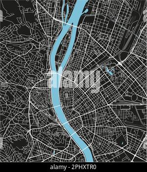 Schwarzweißer Vektor-Stadtplan von Budapest mit gut organisierten getrennten Schichten. Stock Vektor