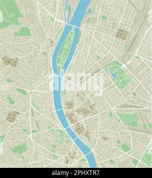 Vector Stadtplan von Budapest mit gut organisierten getrennten Schichten. Stock Vektor