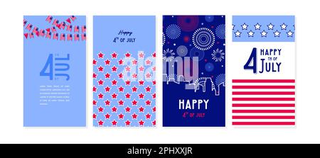 4. Juli - Unabhängigkeitstag Amerikas. Vorlage für Grußkarten, Poster, Prospekte und Broschüren. Stock Vektor