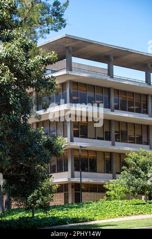 Das moderne Gebäude der University of Sydney, Fisher Library North Building, wurde vom NSW Government Architect's Office entworfen und 1962 eröffnet Stockfoto