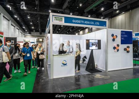 Bangkok, Thailand. 29. März 2023. Guidetti Asia für Hersteller von Metallrecyclingmaschinen auf der „Recycling & Recovery Expo 2023“ in Bangkok. Die Ausstellung „Recycling & Recovery Expo 2023“, organisiert von TechnoBiz am 29-30. März 2023 in Bangkok, Thailand, im Bangkok International Trade & Exhibition Center (BITEC) mit Schwerpunkt auf den neuesten Entwicklungen in Recycling- und Verwertungstechnologien und -Verfahren. Kredit: SOPA Images Limited/Alamy Live News Stockfoto