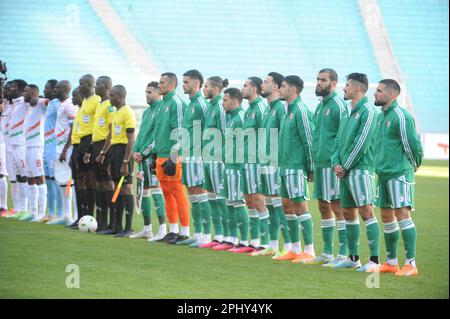 Rades, Tunis, Tunesien. 29. März 2023. Team von Algerien während des Spiels Niger gegen Algerien, 27. März 2023 im Namen der Qualifikation des Afrikanischen Pokals der Nationen 2023, im Rades-Stadion. (Kreditbild: © Chohei Mahjoub/ZUMA Press Wire) NUR REDAKTIONELLE VERWENDUNG! Nicht für den kommerziellen GEBRAUCH! Stockfoto