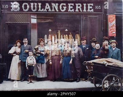 Bäckerei in Paris - La Boulangerie Lavenir, Rue du faubourg du Temple 103, Paris. Debüt XXeme Siecle. Stockfoto