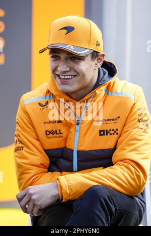 Melbourne, Australien – 30./03./2023, NORRIS Lando (gbr), McLaren F1 Team MCL60, Portrait während der Formel 1 Rolex Australian Grand Prix 2023, 3. Runde der Formel-1-Weltmeisterschaft 2023 vom 31. März bis 2. April 2023 auf der Albert Park Circuit, in Melbourne, Australien - Foto: Xavi Bonilla/DPPI/LiveMedia Stockfoto