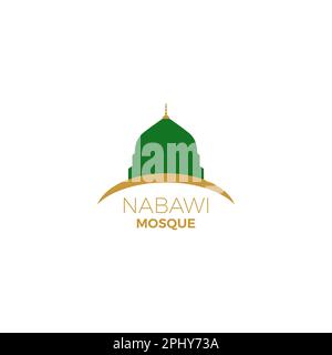 Abbildung der grünen nabawi-Moschee. inspiration für masjid nabawi Moschee-Logo Stock Vektor