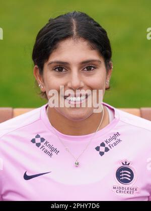 Middlesex's Naomi Dattani während des Medientags auf Lord's Cricket Ground, London. Bilddatum: Mittwoch, 29. März 2023. Stockfoto