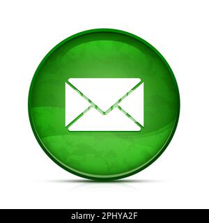 Symbol für den Posteingang auf dem eleganten, grünen runden Knopf Stockfoto