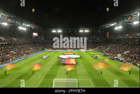 Köln, Deutschland. 28. März 2023. firo: 28.03.2023, Fußball, Fußball: DFB-Nationalmannschaft, Country Game Men, Men, Friendly Game GER, Deutschland - Belgien, BEL 2:32 Kolner Stadion, Köln, Arena Veranstaltungsort des 1. FC Köln Stadion Rhein Energie Stadion (Köln/Deutschland) RheinEnergieStadion (Euro 2024, EM, Europameisterschaft, Überblick über Einleger, Hintergrund: dpa/Alamy Live News Stockfoto