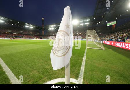 Köln, Deutschland. 28. März 2023. firo: 28.03.2023, Fußball, Fußball: DFB-Nationalmannschaft, Country Game Men, Men, Friendly Game GER, Deutschland - Belgien, BEL 2:32 Kolner Stadion, Köln, Arena Veranstaltungsort des 1. FC Köln Stadion Rhein Energie Stadion (Köln/Deutschland) RheinEnergieStadion (Euro 2024, EM, Europameisterschaft, Übersicht Einleger, Hintergrund, Eckpunkt: dpa/Alamy Live News Stockfoto