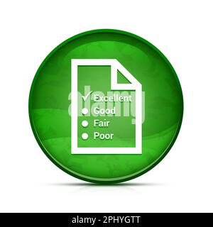 Umfragesymbol (Fragebogen-Symbol) auf dem stilvollen grünen runden Knopf Stockfoto