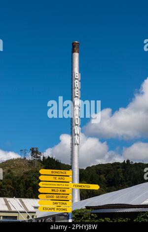 Brewtown in Upper Hutt, Neuseeland, eine Besucherattraktion mit zahlreichen Craft-Bier-Brauereien und einer Destillerie. Sehenswürdigkeiten Wegbeschreibungen. Boneface Stockfoto