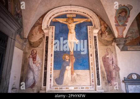 Fra Angelico Fresco, Saint Dominic, Kreuzigung, im Museo di San Marco, Florenz Stockfoto