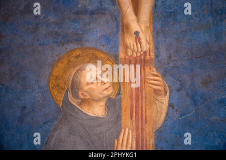 Fra Angelico Fresco, Saint Dominic, Kreuzigung, im Museo di San Marco, Florenz Stockfoto