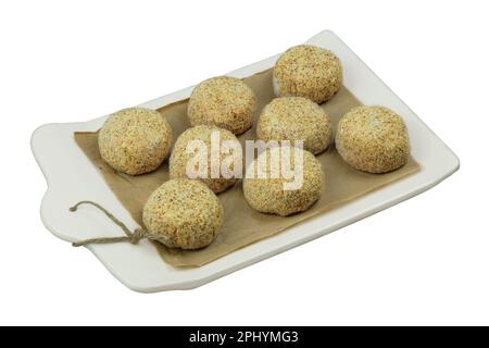 Gefrorene Schnitzel. Zubereitungen aus hausgemachter Nahrung. Bereit zum Kochen. Stockfoto