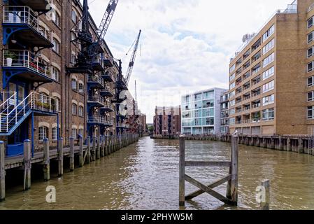 Buildings in China Wharf Bermondsey, River Thames - London, Vereinigtes Königreich, 1. vom Juni 2019 Stockfoto