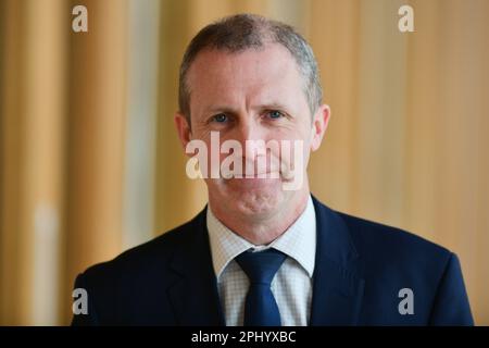 Edinburgh Scotland, Vereinigtes Königreich, 30. März 2023. Michael Matheson der Kabinettssekretär für NHS Recovery, Health and Social Care kommt zu Fragen des Ersten Ministers im schottischen Parlament. Live-Nachrichten von sst/alamy Stockfoto