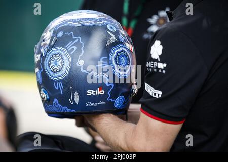 BOTTAS Valtteri (FIN), Alfa Romeo F1 Team Einsatz C43, Portraithelm, Casque, während der Formel 1 des australischen Grand Prix 2023, 3. Runde der Formel-1-Weltmeisterschaft 2023 von 31. März bis 2. April 2023 auf der Albert Park Circuit in Melbourne, Australien – Foto: Xavi Bonilla/DPPI/LiveMedia Stockfoto