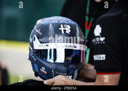 BOTTAS Valtteri (FIN), Alfa Romeo F1 Team Einsatz C43, Portraithelm, Casque, während der Formel 1 des australischen Grand Prix 2023, 3. Runde der Formel-1-Weltmeisterschaft 2023 von 31. März bis 2. April 2023 auf der Albert Park Circuit in Melbourne, Australien – Foto: Xavi Bonilla/DPPI/LiveMedia Stockfoto
