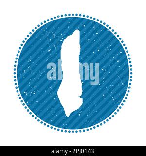 Gestreifter Retro-Reiseaufkleber auf Grand Turk Island. Abzeichen mit Karte, Vektorillustration. Stock Vektor