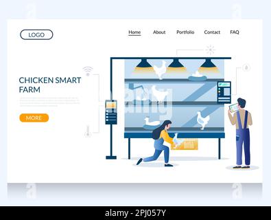 Design-Vorlage für Landing-Page-Design für Chicken Smart Farm Vector-Website Stock Vektor