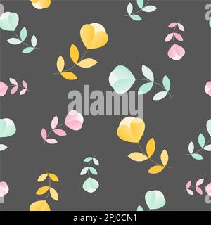 Trendy dunklen Blumenmuster in den vielen Arten von Blumen. Botanische Motive verstreut zufällig. Die nahtlose Vektor Textur. für Mode wird gedruckt. Drucken mit Stockfoto