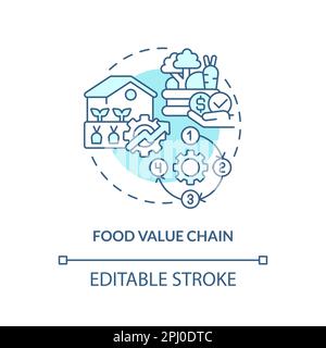 Türkisfarbenes Konzept der Nahrungsmittel-Wertschöpfungskette Stock Vektor