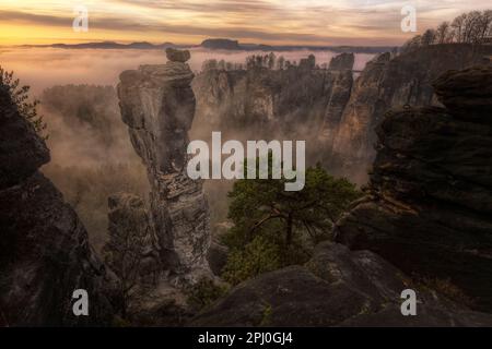 Wehlnadel, Basteibrücke, Sachsenschweiz, Sachsen, Deutschland Stockfoto