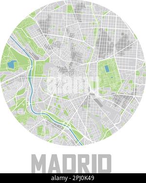 Minimalistisches Stadtplansymbol von Madrid. Stock Vektor