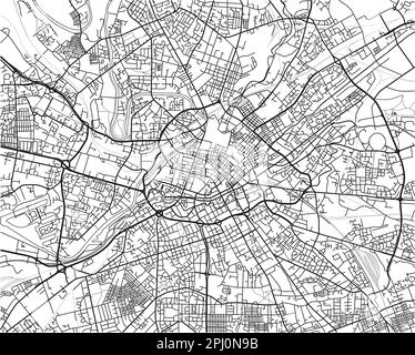 Schwarzweißer Vektor-Stadtplan von Manchester mit gut organisierten getrennten Schichten. Stock Vektor